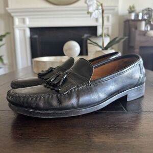 Florsheim Tassel Loafers Mens Size 9 Black Kiltie Fringe Moc Toe Dress Shoes